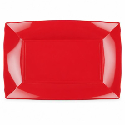 Piatti rettangolari riutilizzabili in polipropilene rossi 34,5x23 cm - 6 pz