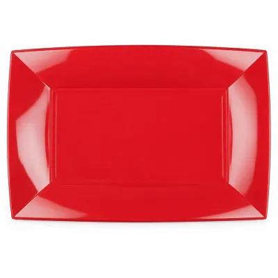 Piatti rettangolari riutilizzabili in polipropilene rossi 34,5x23 cm - 6 pz