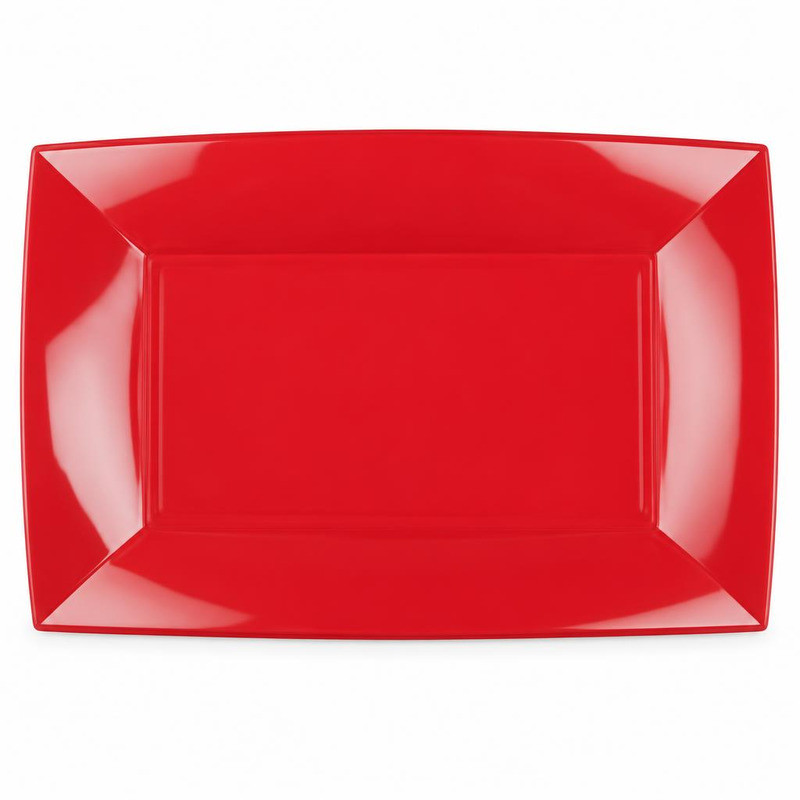 Piatti rettangolari riutilizzabili in polipropilene rossi 34,5x23 cm - 6 pz