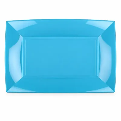 Piatti rettangolari riutilizzabili in polipropilene turchese 34,5x23 cm - 6 pz