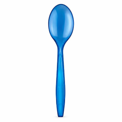 Cucchiai di plastica riutilizzabili Luxury blu trasparenti 19 cm - 50 pz