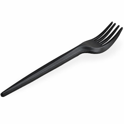 Forchette compostabili in bioplastica nere 16 cm - 100 pz