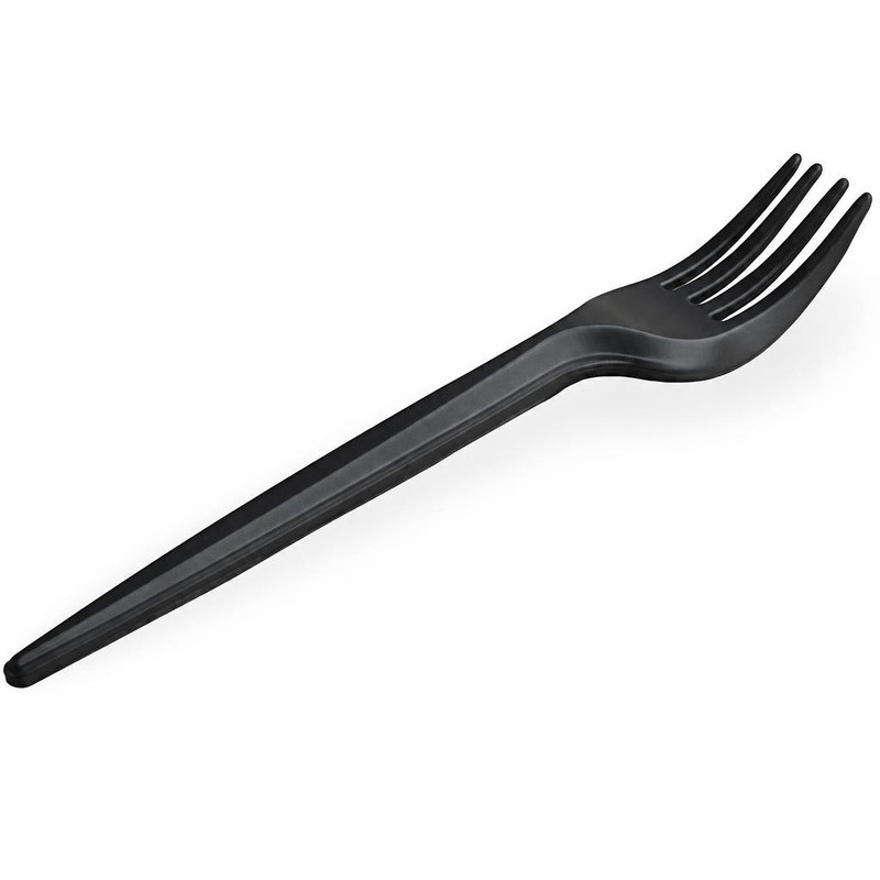 Forchette compostabili in bioplastica nere 16 cm - 100 pz