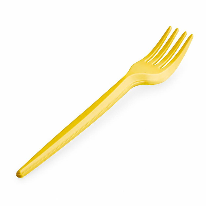 Forchette compostabili in bioplastica gialle 16 cm - 100 pz
