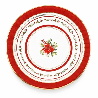 Piatti fondi di carta natalizi Red Royal 24 cm - 8 pz