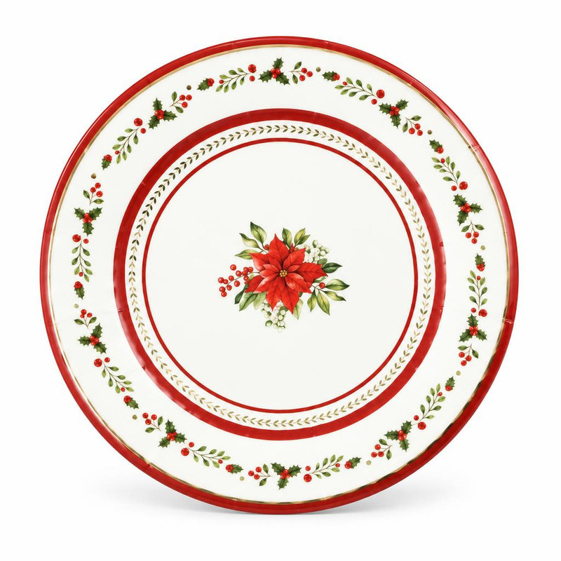 Piatti di carta natalizi Red Royal 21 cm - 8 pz