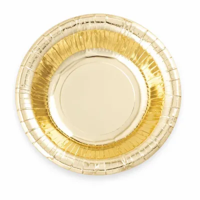 Piatti fondi di carta oro 24 cm - 8 pz