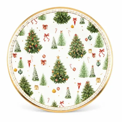Piatti di carta natalizi Christmas Forest 21 cm - 8 pz