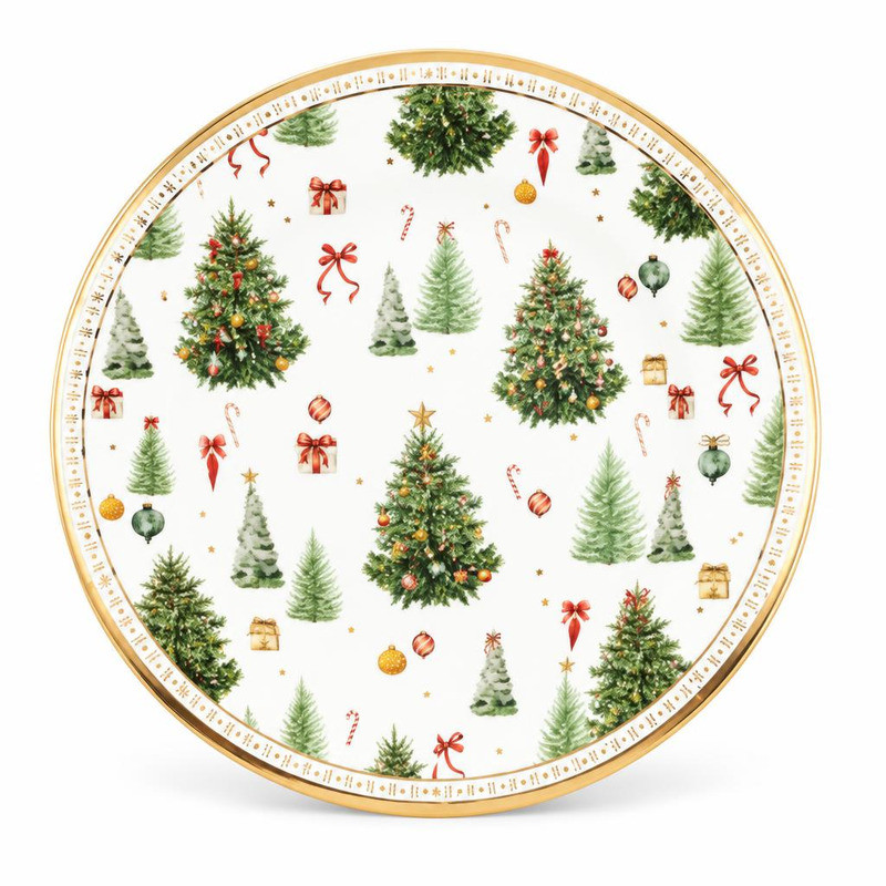 Piatti di carta natalizi Christmas Forest 21 cm - 8 pz