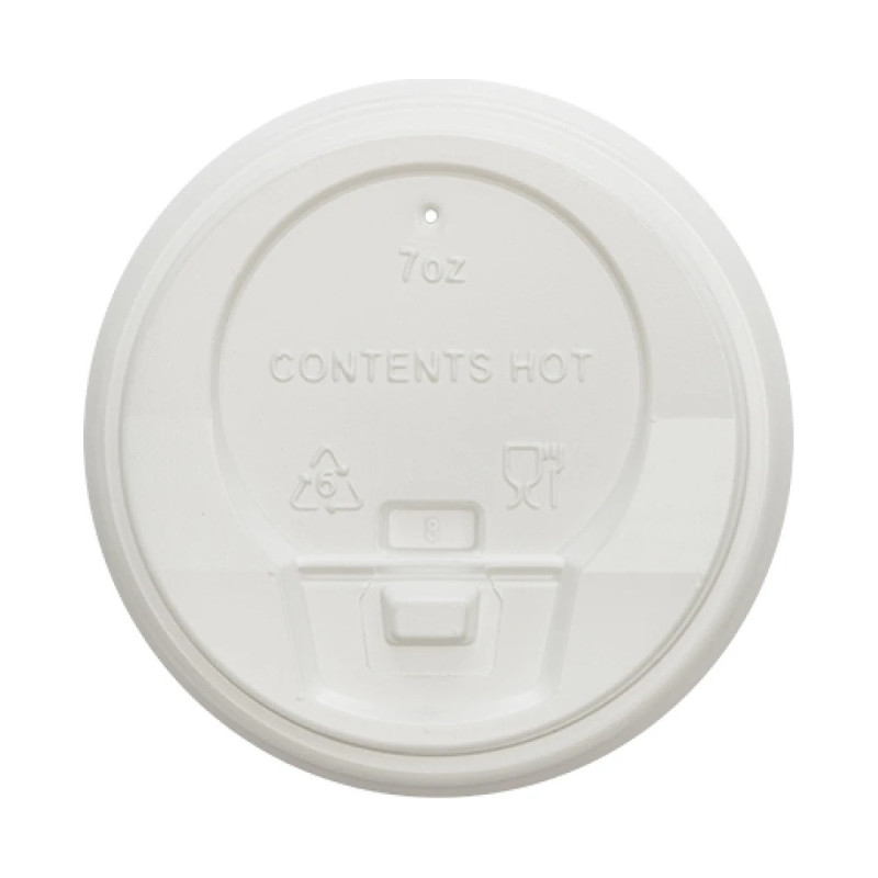 Coperchi bianchi in PS con beccuccio per bicchieri in cartoncino da 240 ml (8 oz) Ø 8 cm Dampe - 50 pz