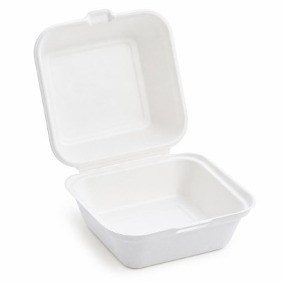 Box per hamburger compostabili in polpa di cellulosa con coperchio 15x15x8 cm 450 + 450 ml Brenta - 50 pz