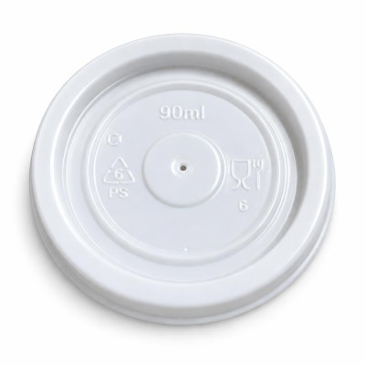 Coperchi in polistirene bianchi per bicchierini caffè da 80 ml Ø 5,7 cm per asporto Brenta Byò - 50 pz