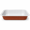 Vaschette in alluminio laccate bianco e terracotta 2 porzioni 780 ml 21x14 cm Icont Elegance R1-01G - 50 pz