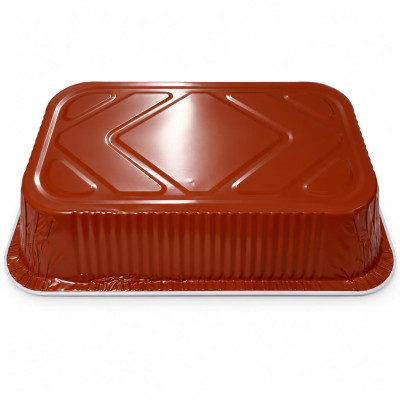 Vaschette in alluminio laccate bianco e terracotta 2 porzioni 780 ml 21x14 cm Icont Elegance R1-01G - 50 pz