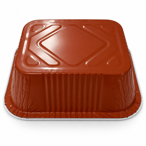 Vaschette in alluminio laccate bianco e terracotta 1 porzione 475 ml 15x12,5 cm Icont Elegance R1-10G - 50 pz
