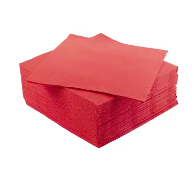 Tovaglioli di carta rossi 25x25 cm 2 veli goffratura punta a punta per bar e aperitivi Ideal Party - 100 pz