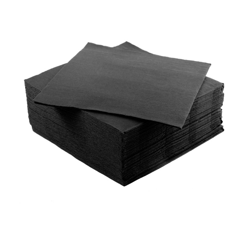 Tovaglioli di carta neri 25x25 cm 2 veli goffratura punta a punta per bar e aperitivi Ideal Party - 100 pz