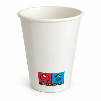 Bicchieri in carta riciclabile bianchi 200 ml per bevande calde e fredde Flo Ø 7,3 cm - 50 pz