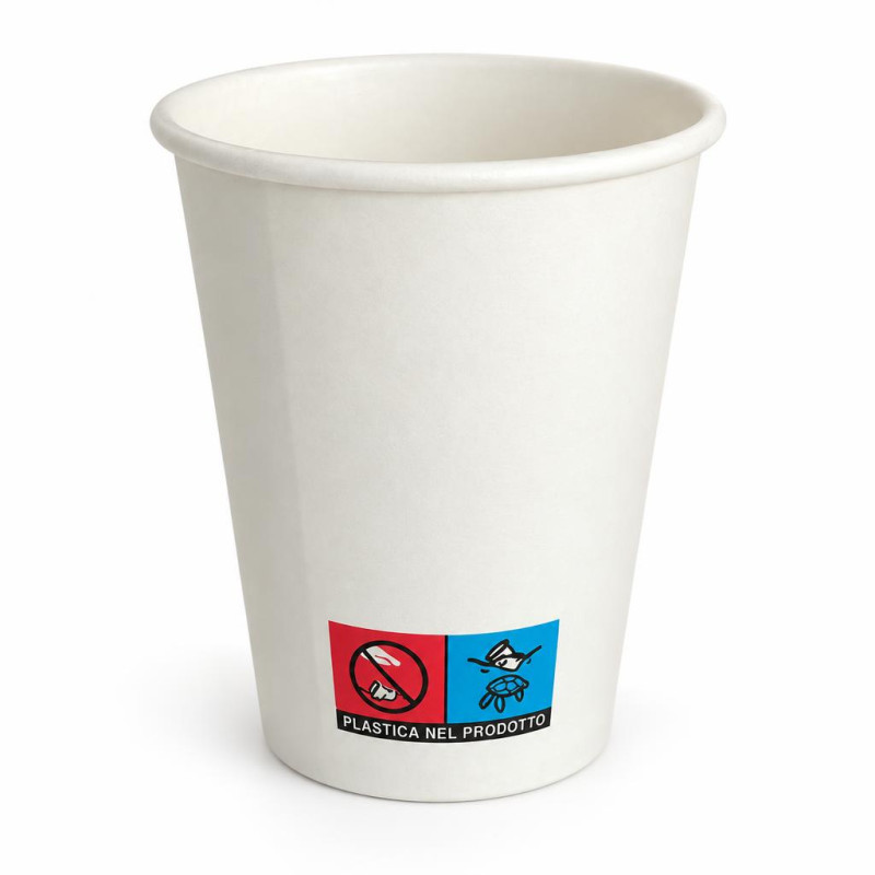 Bicchieri in carta riciclabile bianchi 200 ml per bevande calde e fredde Flo Ø 7,3 cm - 50 pz