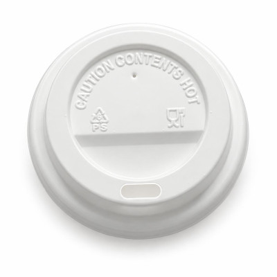 Coperchi in PS bianchi con beccuccio per bicchieri in carta da 200 ml Ø 7,3 cm Flo - 50 pz