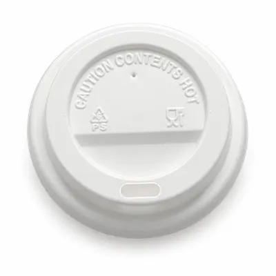 Coperchi in PS bianchi con beccuccio per bicchieri in carta da 200 ml Ø 7,3 cm Flo - 50 pz