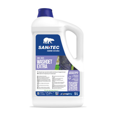 Detersivo lavatrice super sgrassante enzimatico Sanitec Washdet Extra per divise e tute da lavoro 5 L