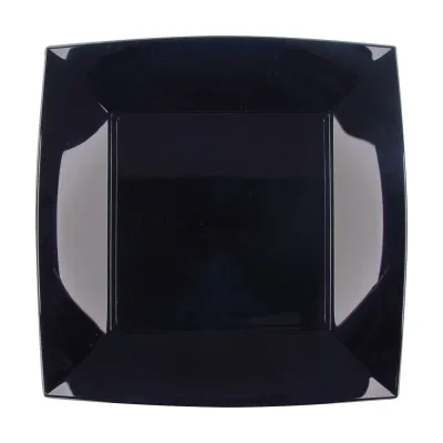 Piatti piani quadrati riutilizzabili in polipropilene neri 23 cm - 15 pz