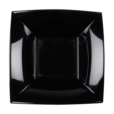 Piatti fondi quadrati riutilizzabili in polipropilene neri 18 cm - 15 pz