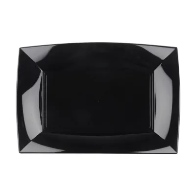 Piatti rettangolari riutilizzabili in polipropilene neri 34,5x23 cm - 3 pz