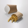 Box per fritti e patatine in cartoncino kraft avana e bianco 10,5x10,5x5,5 cm Leone - 100 pz