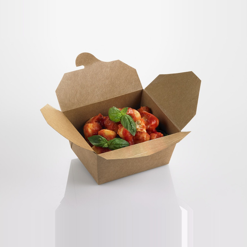 Take away box in cartoncino kraft con chiusura 2500 ml 20x16,5x9,5 cm Leone - 40 pz