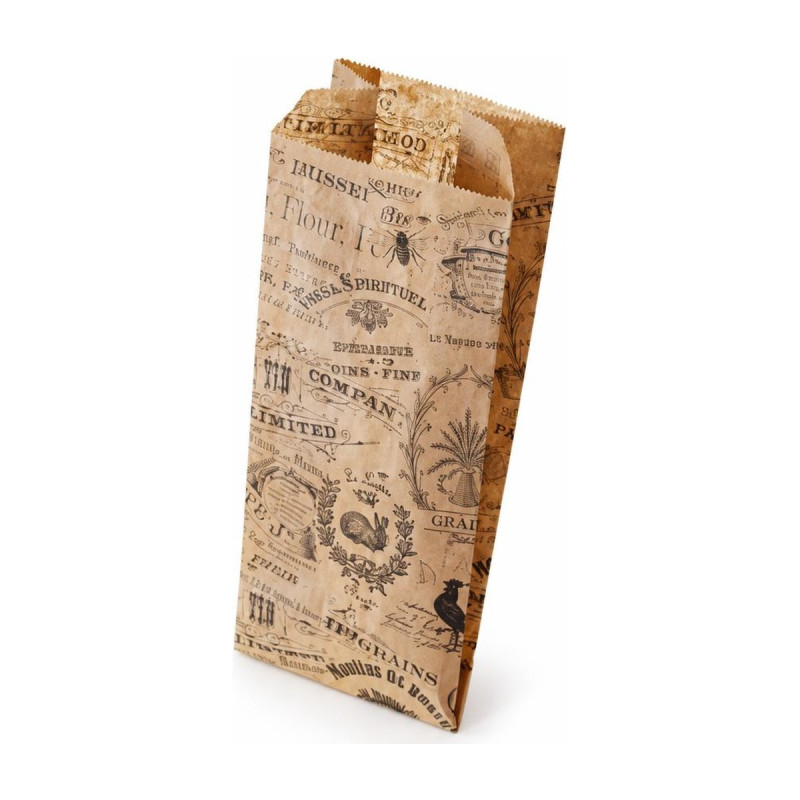 Sacchetti in carta antigrasso Vintage 12+9x28 cm per panini, piadine e fritti Leone - 1000 pz