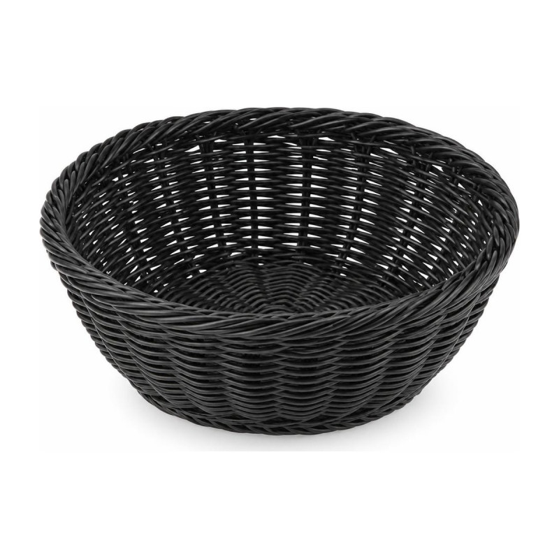 Cestino per pane tondo Vogue in polipropilene effetto vimini nero Ø 20 cm lavabile Leone