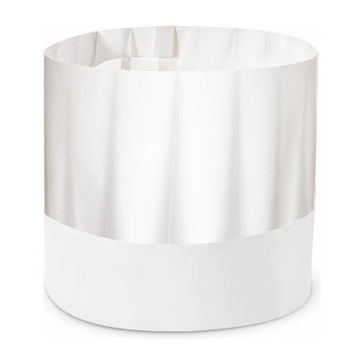 Cappelli da cuoco monouso aperti in carta bianca Europa alti 21 cm regolabili Crown Chef - 20 pz