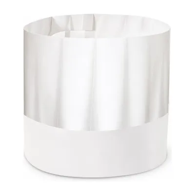 Cappelli da cuoco monouso aperti in carta bianca Europa alti 21 cm regolabili Crown Chef - 20 pz