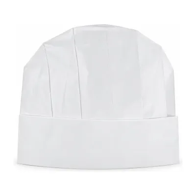 Cappelli da cuoco monouso chiusi Grand Chef in carta crespata bianca alti 23 cm regolabili Crown Chef - 20 pz