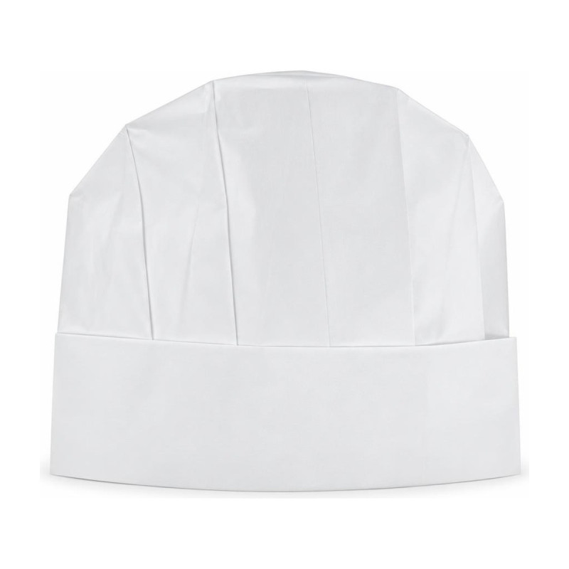Cappelli da cuoco monouso chiusi Grand Chef in carta crespata bianca alti 23 cm regolabili Crown Chef - 20 pz