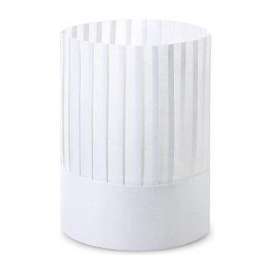 Cappelli da cuoco Monsieur Chef in TNT bianco plissettato aperti alti 25 cm regolabili Crown Chef - 20 pz