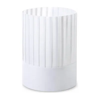 Cappelli da cuoco Monsieur Chef in TNT bianco plissettato aperti alti 25 cm regolabili Crown Chef - 20 pz