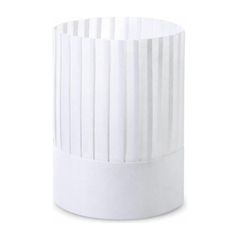 Cappelli da cuoco Monsieur Chef in TNT bianco plissettato aperti alti 25 cm regolabili Crown Chef - 20 pz