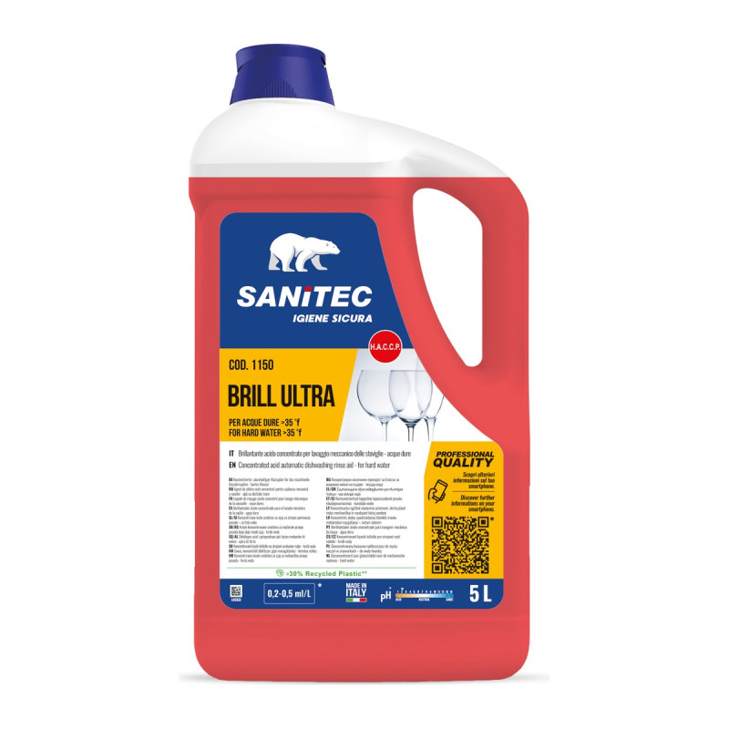 Brillantante per lavastoviglie professionali Sanitec Brill Ultra per acque dure 5 L