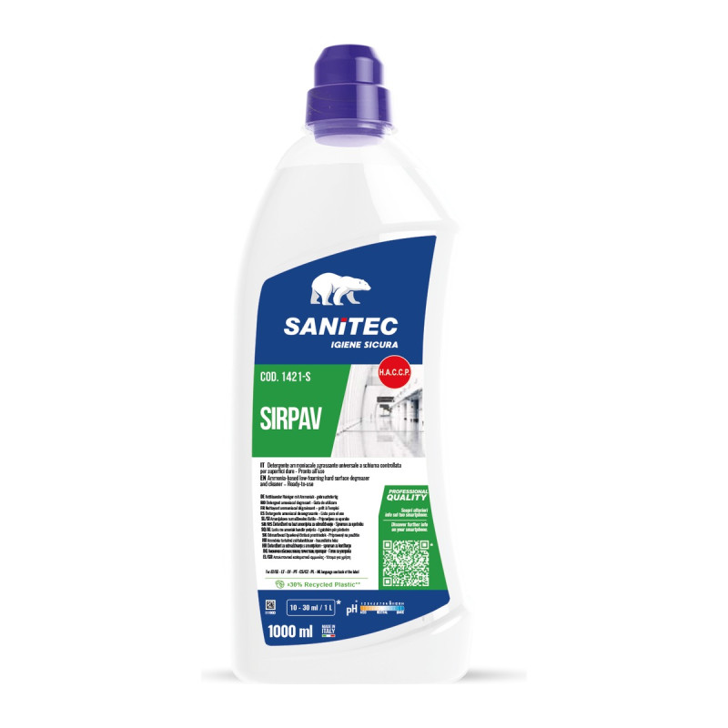 Detergente sgrassante ammoniacale per pavimenti e superfici Sanitec Sirpav 1 L