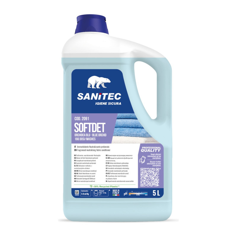 Ammorbidente concentrato per lavatrice profumo orchidea blu Sanitec Softdet 5 L