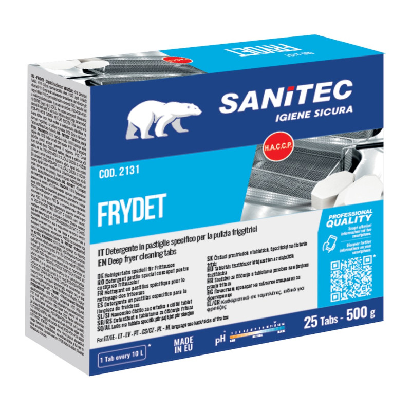 Pastiglie detergenti per pulizia friggitrici professionali Sanitec Frydet - 25 pastiglie