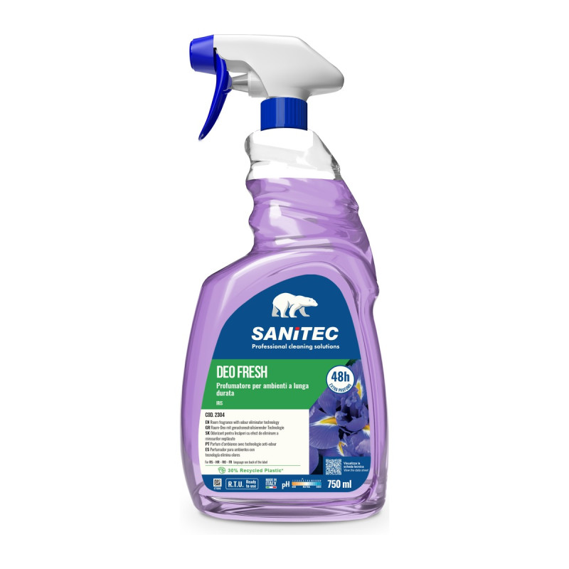 Deodorante per ambienti spray elimina odori profumo iris Sanitec Deo Fresh 750 ml