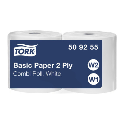 Carta asciugatutto in bobina Tork Combi Roll W1/W2 bianca 2 veli - 2 rotoli da 184 m