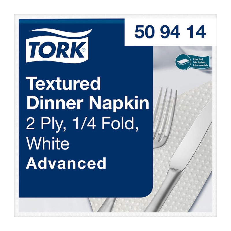 Tovaglioli di carta bianchi goffrati Tork Dinner Textured 39x39 cm - 50 pz