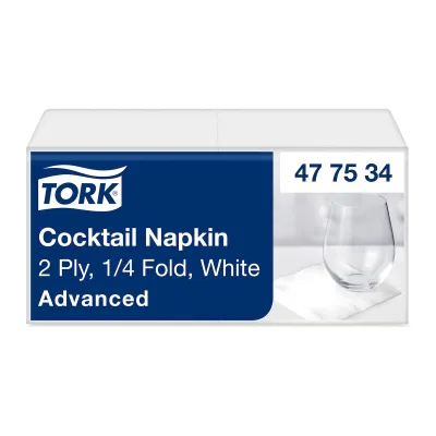 Tovaglioli di carta bianchi doppio velo Tork Cocktail 24x24 cm - 200 pz