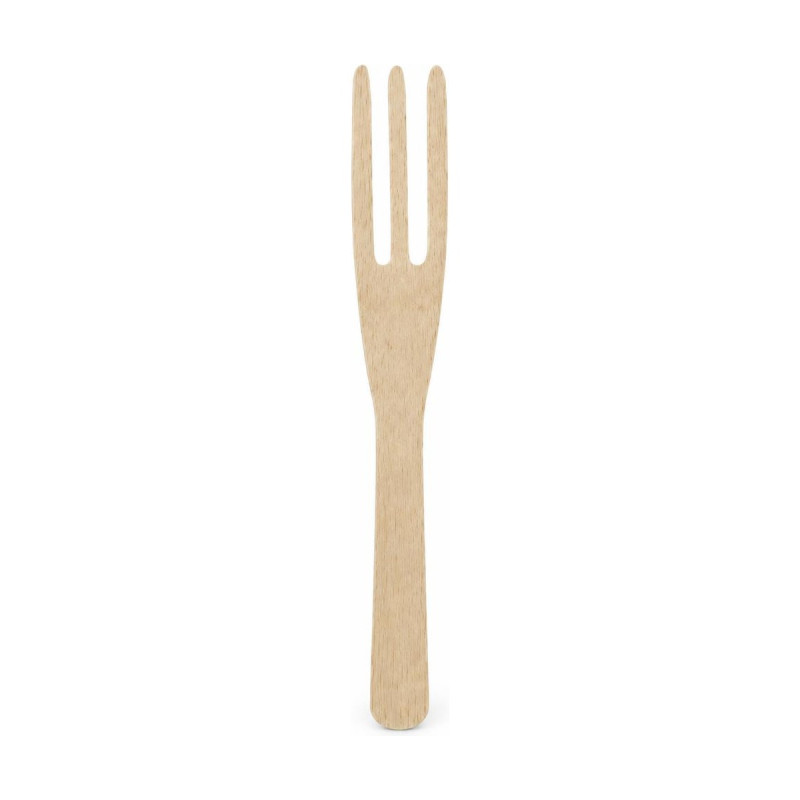 Mini forchettine in legno a 3 punte per finger food 8 cm Dampe Jungle - 100 pz