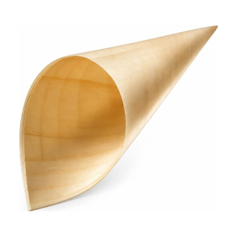 Coni in foglia di legno per finger food medium Ø 7 cm alti 18 cm Dampe Jungle - 25 pz